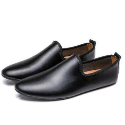 Mens Pumps Slip On Leather Loafers Flat Heel Casual Driving Shoes - Image 1 of 4