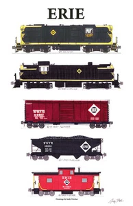 Póster de tren de carga ferroviario Erie 11""x17"" firmado por Andy Fletcher - Imagen 1 de 1