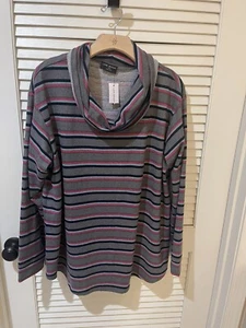 New Lane Bryant Long Sleeve Striped Mock Turtle neck Sz 18/20 T-Shirt Fabric - Picture 1 of 5