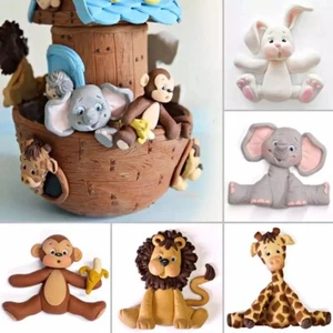 Silicone Lion Elephant Giraffe Monkey Bunny Fondant Sugarcraft Mould Clay Resin - Bild 1 von 6