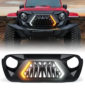 Gladiator Vader Matte Grille w/ LED Running Light for 2018+ Jeep Wrangler JL JT - Picture 1 of 7
