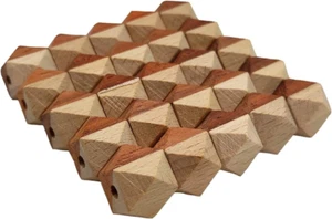 30Pcs 14Mm Brown Color Wood Hexagon Beads for Keychain Craft Wood Geometric Octa - Picture 1 of 6