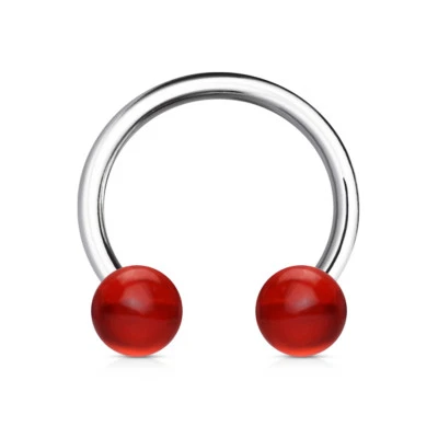 2 pc Acrylic Balls Horseshoe Nose Helix Tragus Lip Septum Eyebrow Ring 16G - Image 1 of 3