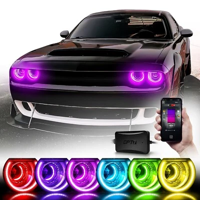 OPT7 Aura For Dodge Challenger 08-23 Halo Ring Angel Eye LED Lighting Kit Colors - Image 1 of 4