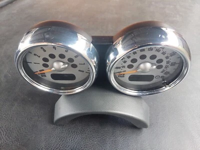 Mini Cooper S One R50 R52 R53 Genuine Chrome Face-Lift Dual/Twin Clocks 04-06  - Image 1 of 4