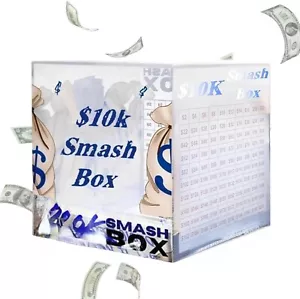 DIY Smash Box for Money 10k - Durable Acrylic Savings Cash Box for Cash Savings - Picture 1 of 6