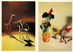 Two Russian postcards CUTE SOFT TOYS MONKEY DOG GIRAFFE DONKEY made by children - Bild 1 von 2