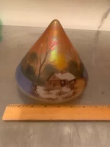 Fabulous Antique Reverse Painted Carnival Glass Lamp Shade - BEx - Picture 1 of 4