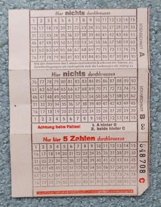 DDR Lotto-Schein 5 aus 90 unbespielt ca. 1953 bis 59 faltbar vintage sehr alt - Bild 1 von 2