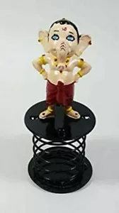 Indian Traditional Plastic Lord Ganesha Household Spring Idol For Car Dashboard - Picture 1 of 6
