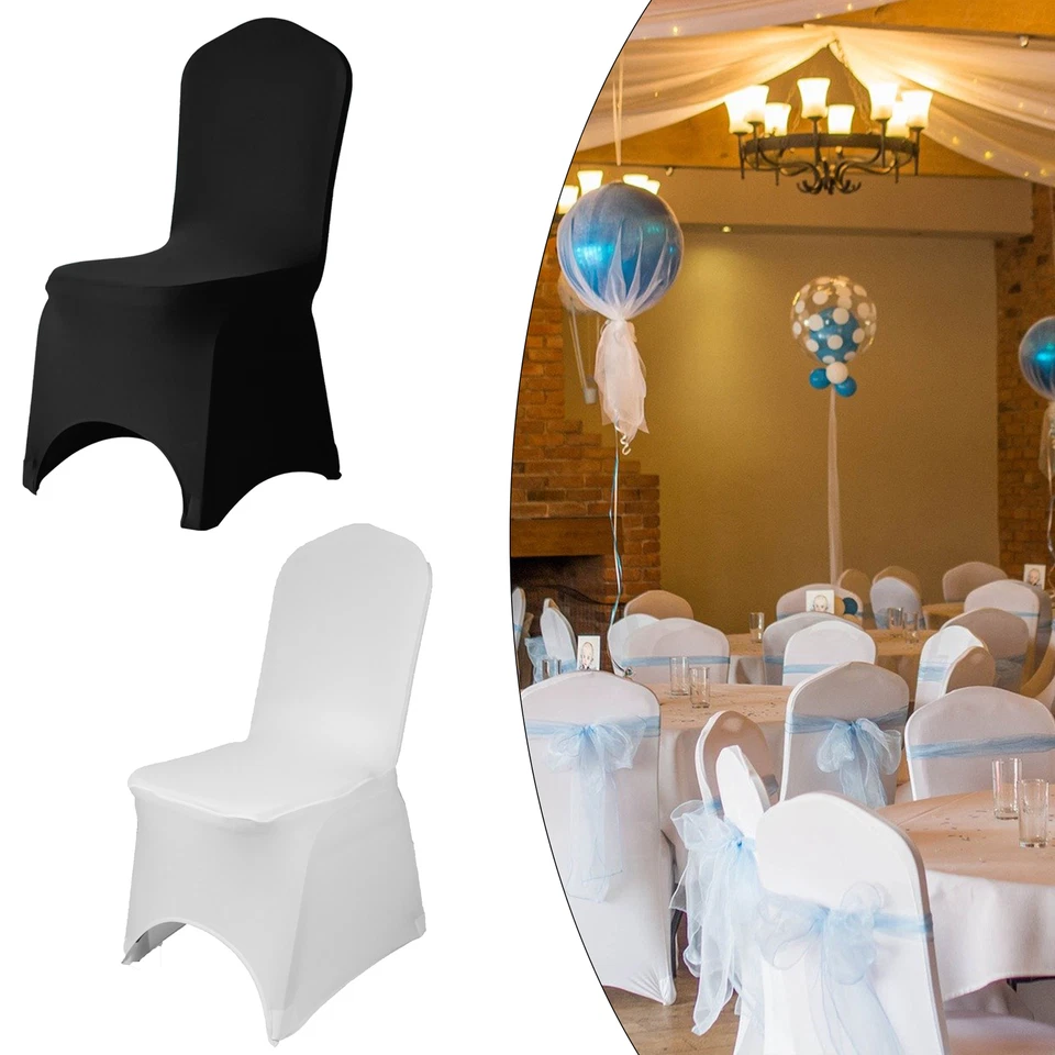Weiße/Schwarze Esszimmer Stuhlhussen Sitzbezug Stretch Für Hochzeitsdeko - Bild 1 von 1