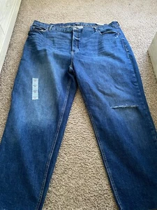 Old Navy Womens Plus Size Dark Wash High Rise Sky Hi Straight Leg Jeans Size 28 - Picture 1 of 14