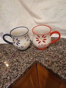 Temp-tations coffee mugs- Red & Blue Floral by Tara - Picture 1 of 7
