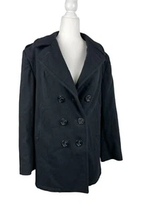 DSCP Quarterdeck Collection Women 12L Pea Coat Wool Double Breasted Black - Picture 1 of 24