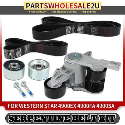 Nuevo kit de componentes de transmisión por correa serpentina 4x para Western Star 4900EX 4900FA 4900SA Foto 1 de 4