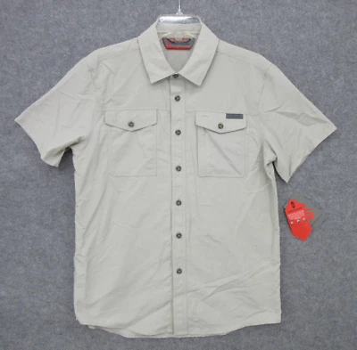 Free Country Mens Shirt Small Collared Button Closure Sand Dune Short Sleeve New - Image 1 of 4