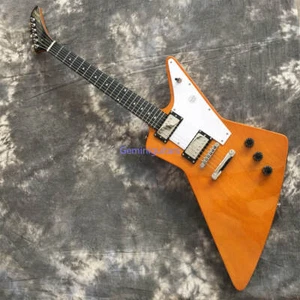 Explorer Yellow Electric Guitar H-H Pickups White Pickguard 6 Strings Gold Parts - Picture 1 of 8
