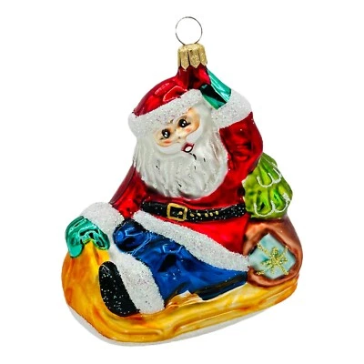 Christopher Radko Santa trineo vidrio adorno de Navidad 4,5” vintage 1995 Foto 1 de 4