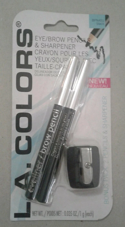 L.A. COLORS EYELINER EYEBROW PENCIL 2 BLACK BROW PENCIL & SHARPENER - Image 1 of 1