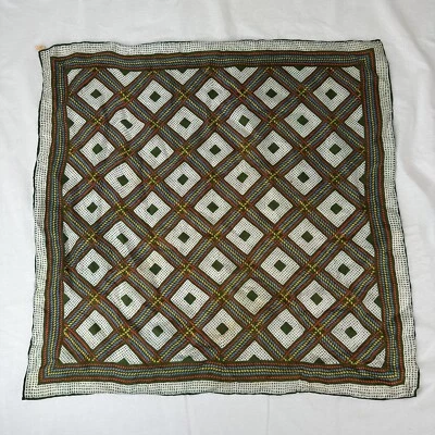 "Bufanda retro vintage Glentex 100 % seda 20"" cuadrada hecha en JAPÓN geométrica clásica" Foto 1 de 4