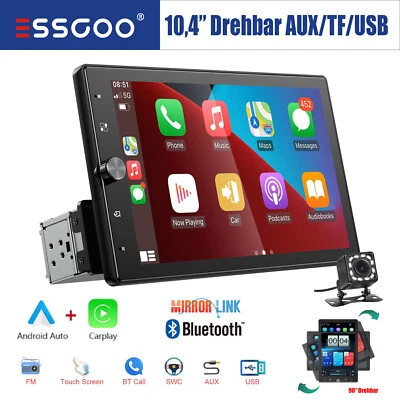 Autoradio 1 DIN Con 10" Schermo Carplay Android Auto Bluetooth AUX USB TF Camera - Immagine 1 di 4