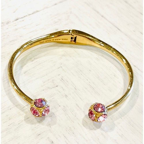 Bracciale aperto Kate Spade placcato oro dama marmellata pietre rosa