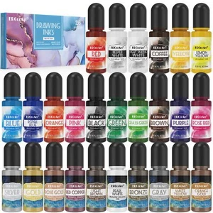 Vibrant Resin Ink Set - 26 Alcohol Inks, 10 Metallic Pigments for Epoxy Resin Ar - Picture 1 of 4