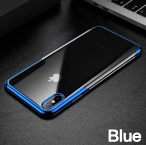 Phone Case Hard for iPhone XS BLUE Clear Luxury PC Plating Protective Baseus - Picture 1 of 9