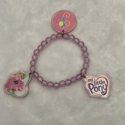 2003 My Little Pony MLP Pinkie пирог эластичный браслет на Hasbro, фиолетовый бисер Y2K - Изображение 1 из 4