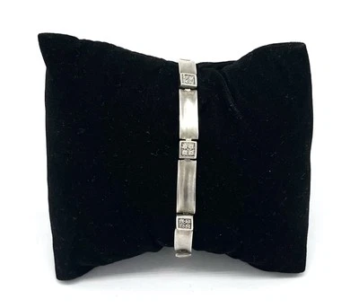 925/- Sterlingsilber Armband, simulierte Diamanten, 18 cm lang, 6 mm breit. - Bild 1 von 2