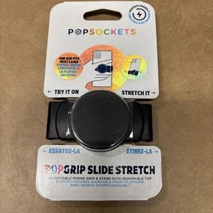PopSockets PopGrip Slide Stretch Plain Black Phone Grip Pop Socket - Photo 1 sur 2