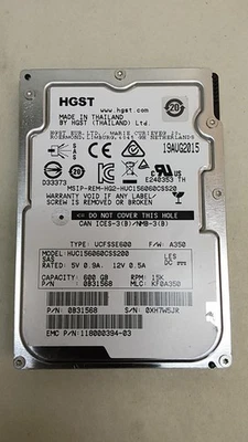 Lot of 2 HGST EMC HUC156060CSS200 CLAR600 600 GB 2.5 in SAS 3 Server Hard Drive - Image 1 of 3