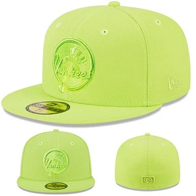 New Era New York Yankees Cyber Green Fitted Hat MLB Neon Green Classic Logo Cap - Image 1 of 4
