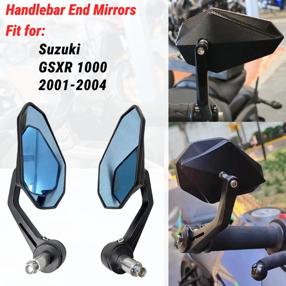 Espejos retrovisores de extremo de manillar de aluminio de 7/8" 22 mm para Suzuki GSXR1000 2001-2004 Foto 1 de 4