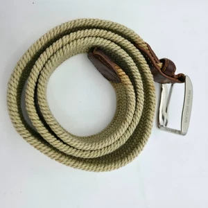 Peter Millar Tan Woven Belt Sz 40 Cotton Blend Leather Trim Italy - Picture 1 of 5