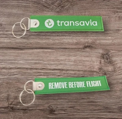 Porte Clé Brodé Avion Flamme Transavia - Photo 1/4