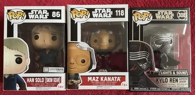 Funko Star Wars x3 Kylo Ren Light & Sound Exclusive Maz Kanata Han Solo BNIB - Image 1 of 4