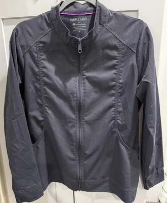 Healing Hands Scrub Jacket Long Sleeve Zip With Pockets Size M ( Pewter) - Image 1 of 2