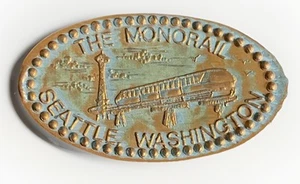 Penny pressato allungato monorotaia vintage - RAME - Seattle, Washington - Foto 1 di 2