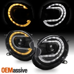 For 2008-2014 Mini Cooper Halogen Projector Black Headlights pair LED SwithcBack - Picture 1 of 9