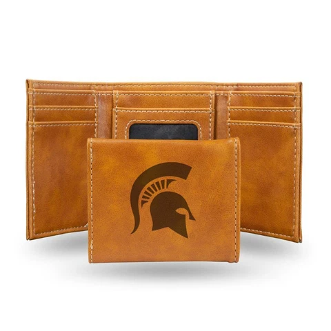 Michigan State Spartans Laser Engraved Leather Trifold Wallet [NEW] Billfold ID Cover