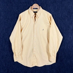Nautica Mens 16.5 34/35 Long Sleeve Button Down Shirt Yellow Mustard Pocket - Picture 1 of 10