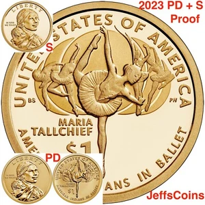 2023 PDS Maria Tallchief UNC JUEGO COMO NUEVO PD Sacagawea & S PRUEBA 3 dólares en stock - Imagen 1 de 22