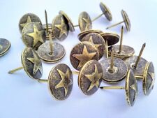 Antique Brass Western Style Star Large 3/4 Inch Head Nail/Upholstery Tack Pkg 10