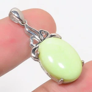 Australia Lemon Chrysoprase 925 Sterling Silver Pendant Jewelry 1.4" T84 - Picture 1 of 1