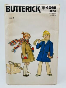 Butterick 4065 Pattern, Childrens Coat, Size 4, Classic Button Front, UNCUT - Picture 1 of 2