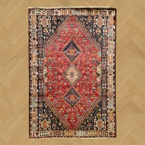 VINTAGE & CLEANED QASHQAI RUG HAND MADE PERSIAN WOOL TRIBAL CARPET 8'8" X 5'11" - Picture 1 of 13