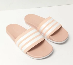 Adidas Adilette Comfort Slide Sandals, Pink/White, Women's 6 - Picture 1 of 6