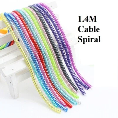 1.4M Shiny Color TPU Spiral Cable Protector | USB Charger Cord Saver - Image 1 of 4