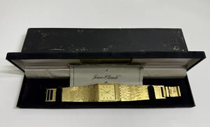 Vintage JEAN CLAUDE Tank Women’s Swiss Quartz Watch Gold Case Bracelet UNTESTED - Picture 1 of 21
